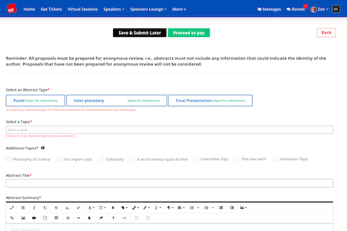Abstract submission payment controls