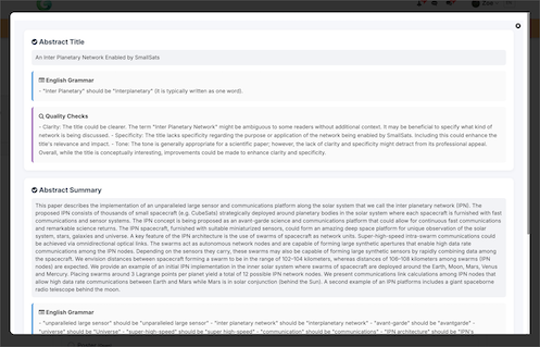 Plagiarism detection for abstract submissions