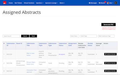 Reviewer assessment dashboard