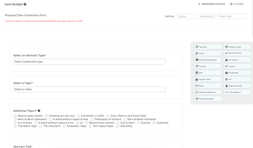 Configurable abstract and review form builder