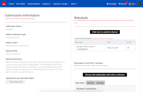 Moderated submission rebuttal workflow