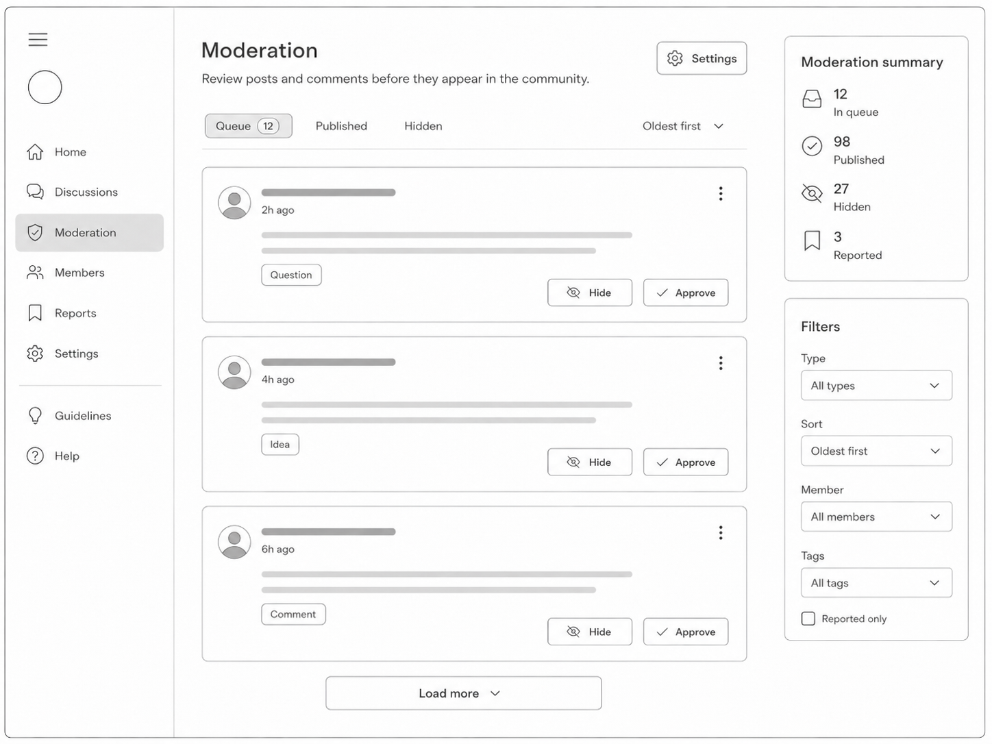 Comment and reply moderation in Dryfta