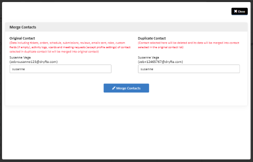Duplicate contact merge tool