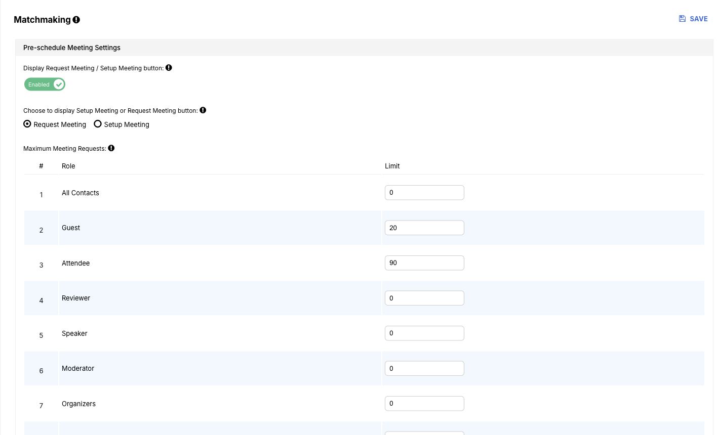Dryfta matchmaking and pre-scheduled meeting workspace
