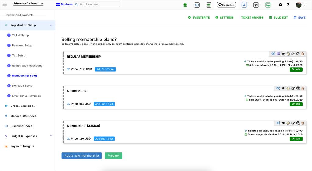 Connected membership and event record