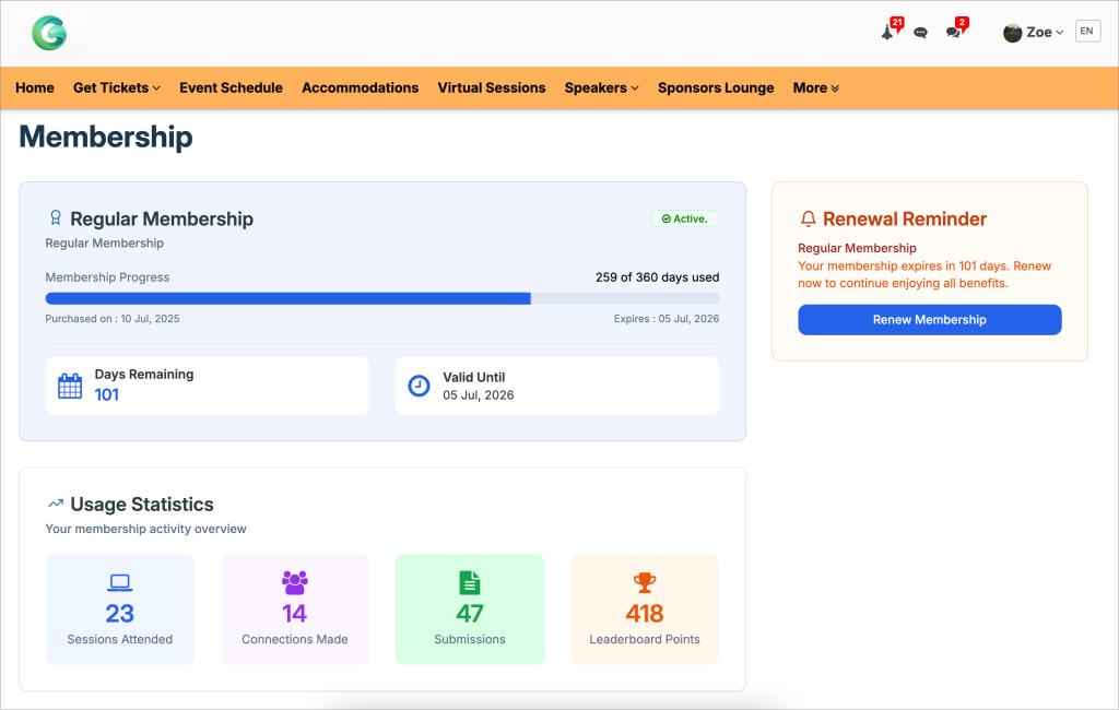 Recurring membership renewal workflow