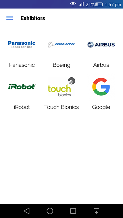 Sponsor and exhibitor profiles in the app