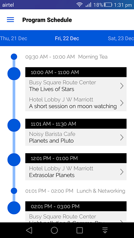 Interactive mobile programme schedule