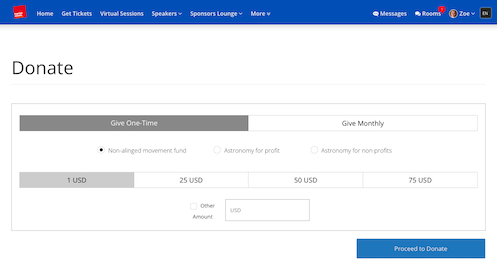Donation options in the event checkout