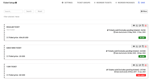 Creating tickets, memberships and event packages in Dryfta