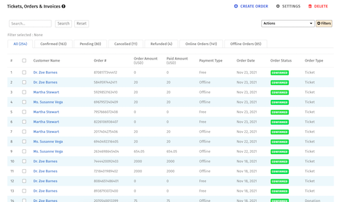 Order and invoice management in Dryfta