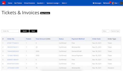 Registrant self-service orders and invoices