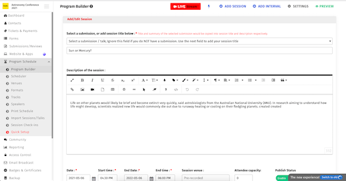 Conflict-aware session editor