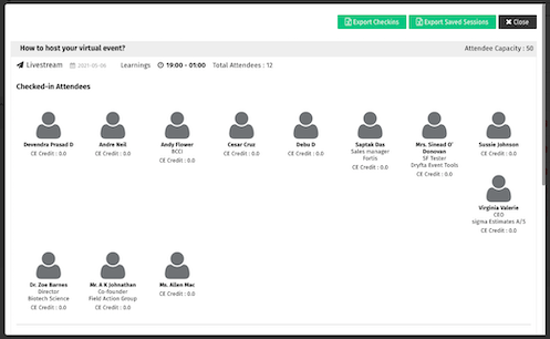 Session check-in and waiting-list management