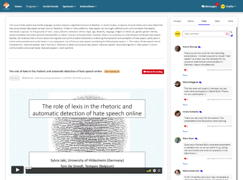 Virtual meeting chat, questions and engagement tools