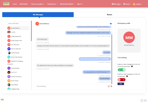 Private messaging and networking for virtual attendees