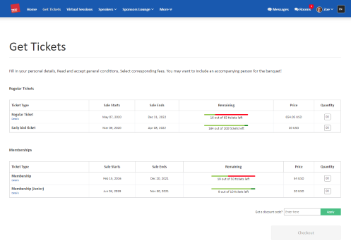 Ticketing and paid access for a virtual event