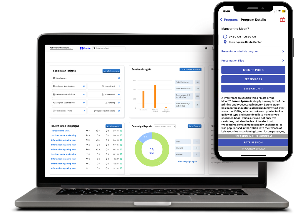 Dryfta dashboard for university event teams